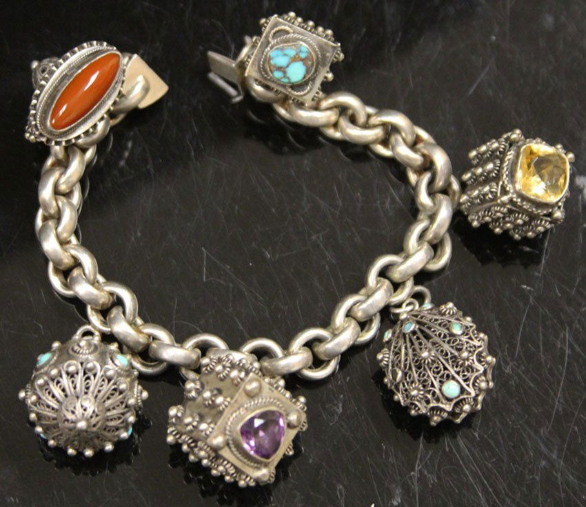 VINTAGE SILVER CHARM BRACELET, STAMPED .925 (1 of 3)