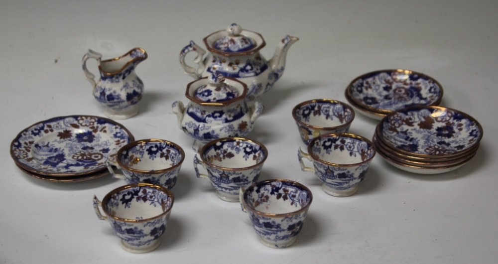 VICTORIAN BLUE AND WHITE CHILD'S TEA SET (1 of 2)