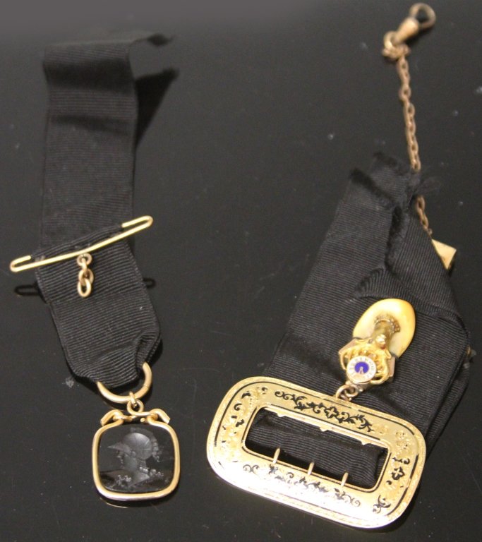 LOT OF (2) 14KT WATCH FOBS (1 of 3)