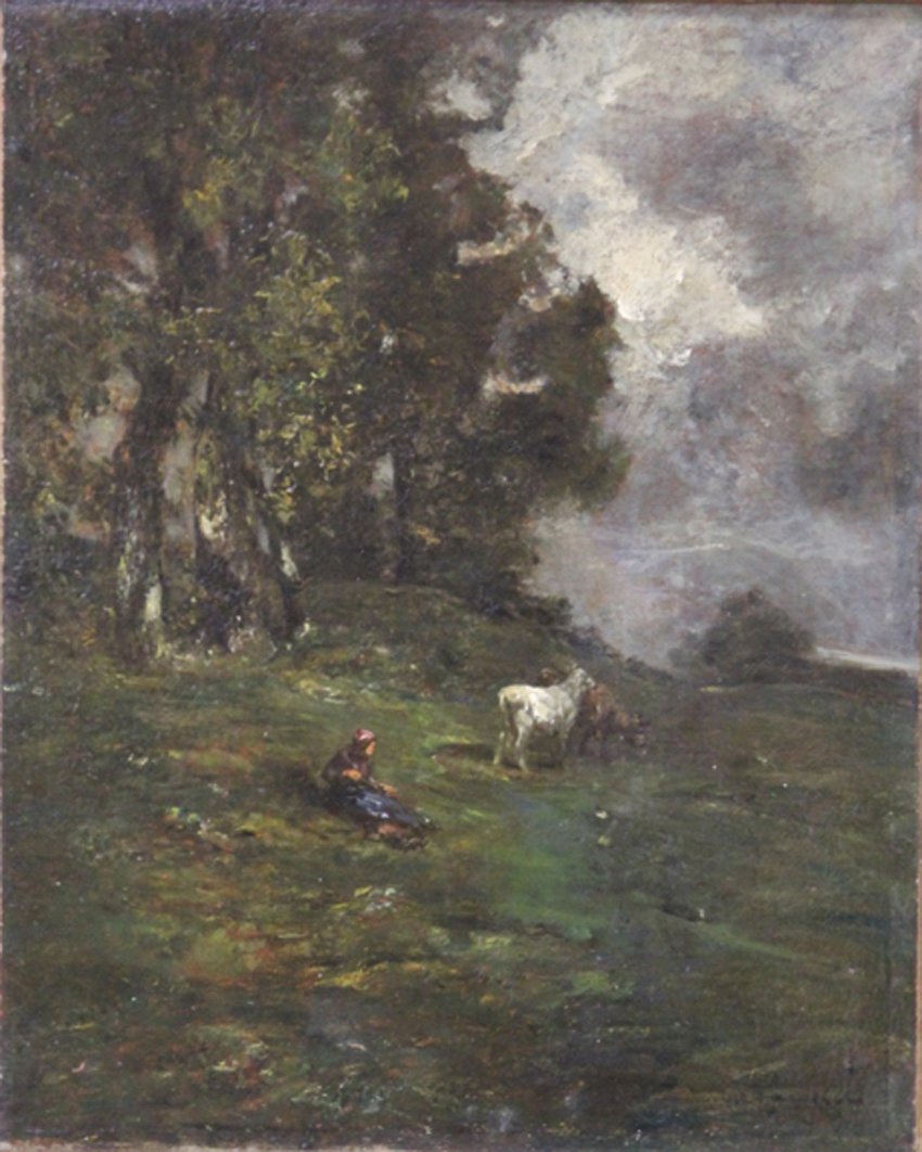 CHARLES EMILE JACQUE (1813-1894), OIL ON CANVAS (1 of 6)