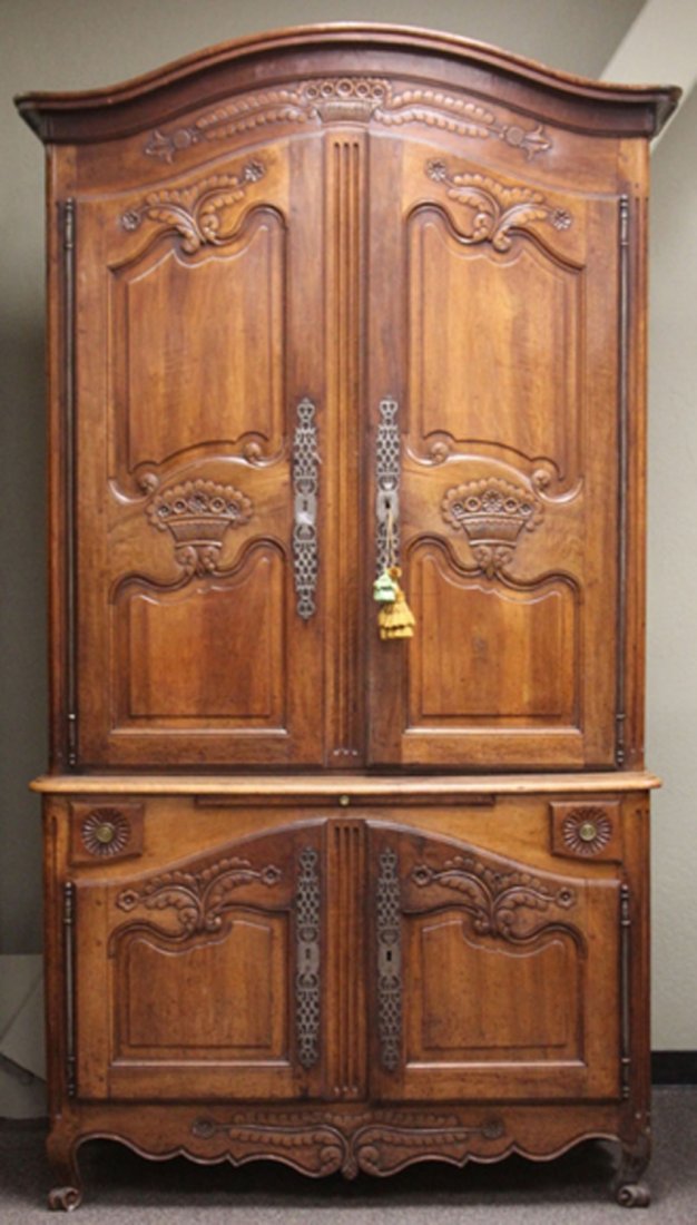 FRENCH PROVINCIAL CARVED WALNUT CABINET (1 of 8)
