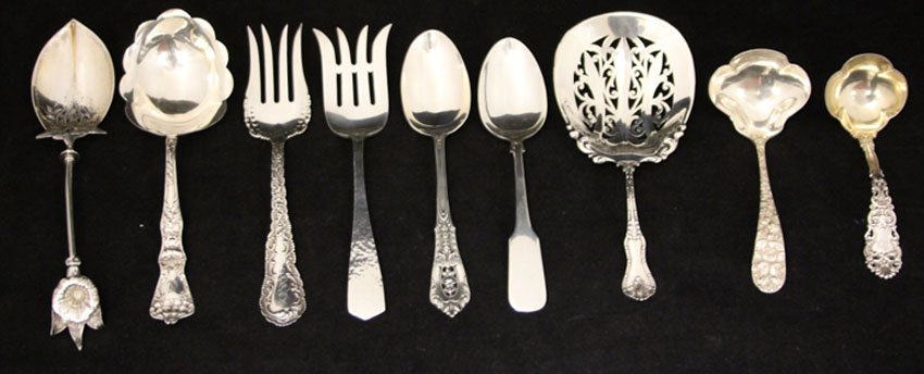 LOT OF (9) STERLING SILVER SERVING PCS. (1 of 3)