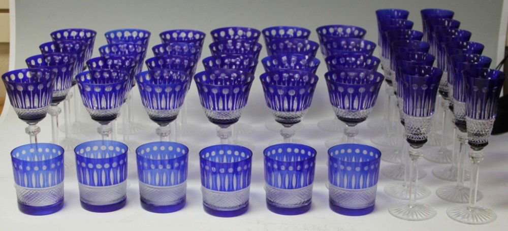 VAL ST. LAMBERT BLUE CUT-TO-CLEAR CRYSTAL STEMWARE (1 of 1)