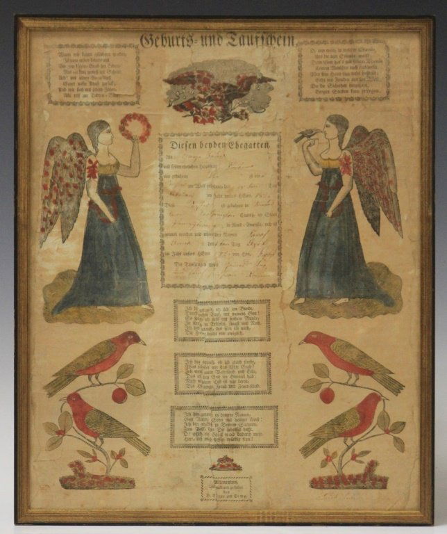 EARLY 19TH CENTURY FRAKTUR, 1826: Overall- 14 3/4" x 17"