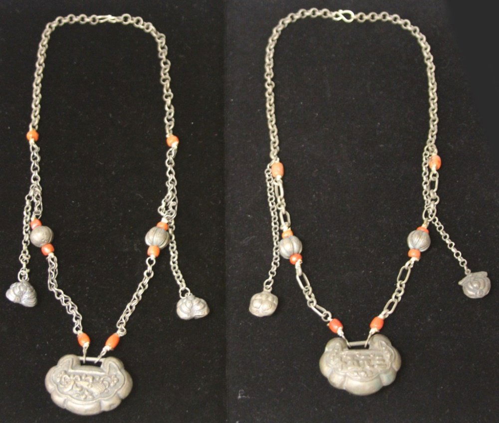 LOT OF (2) CHINESE SILVER NECKLACES (1 of 5)