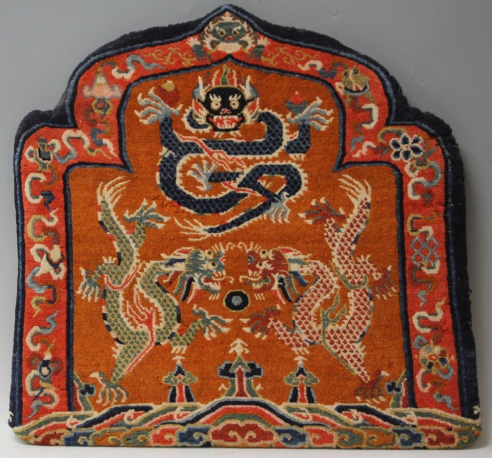 TIBETAN THRONE BACK CARPET: Overall- 26" x 74"