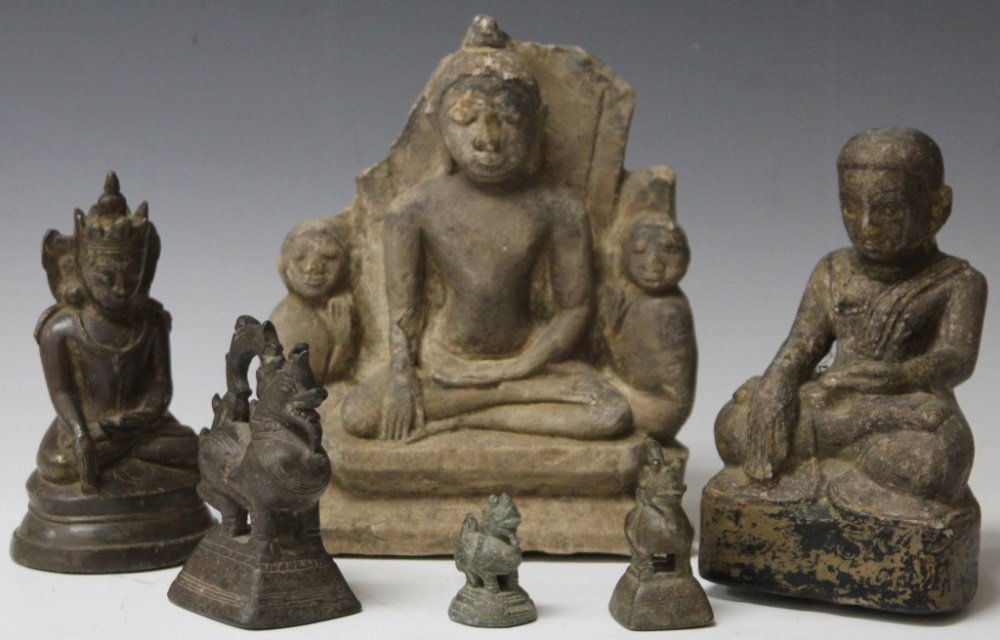 LOT OF (6) SOUTHEAST ASIAN FIGURES, STONE & METAL (1 of 1)