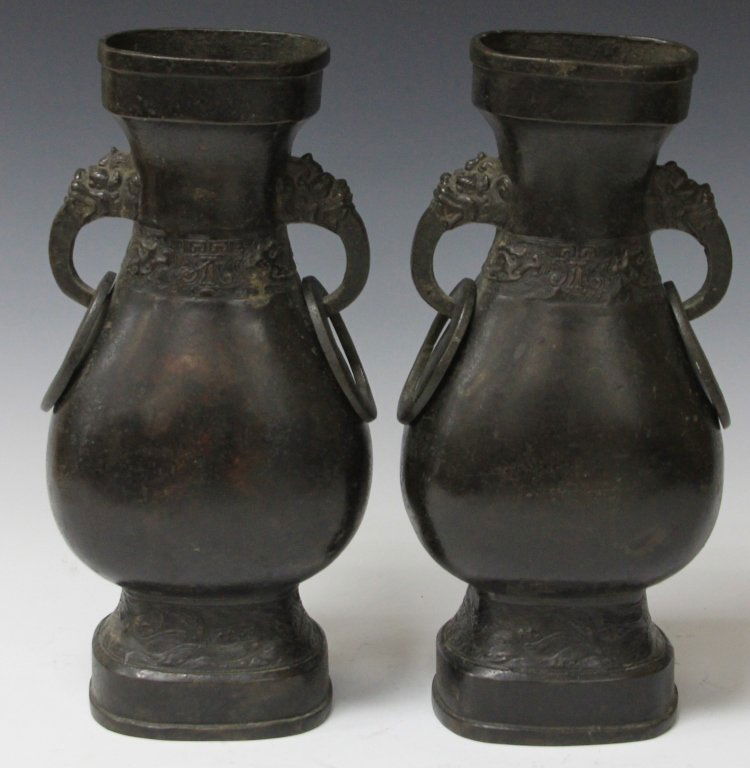 PAIR OF VINTAGE CHINESE METAL VASES (1 of 4)