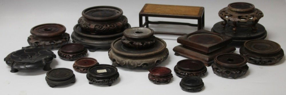 LOT OF (19) VINTAGE CHINESE CARVED WOOD STANDS (1 of 4)