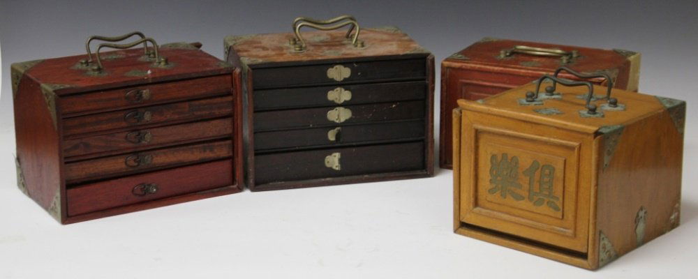 LOT OF (4) VINTAGE CHINESE MAH JONG BOXED SETS (1 of 1)