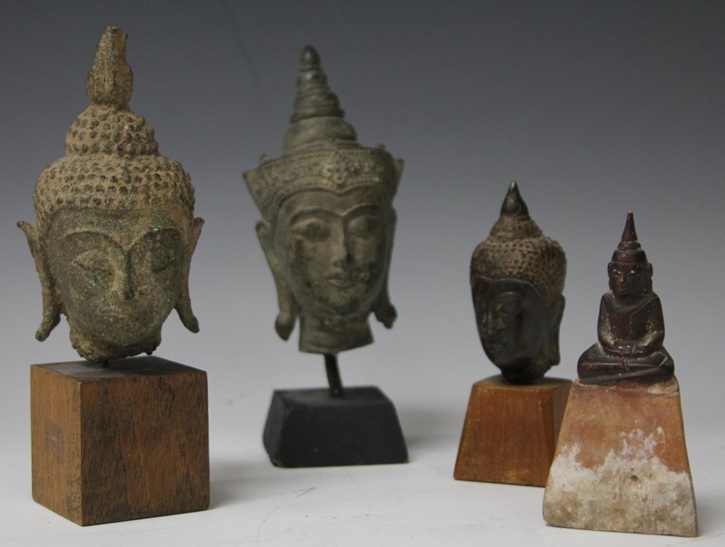 LOT OF (4) THAI CAST METAL STATUES (1 of 1)