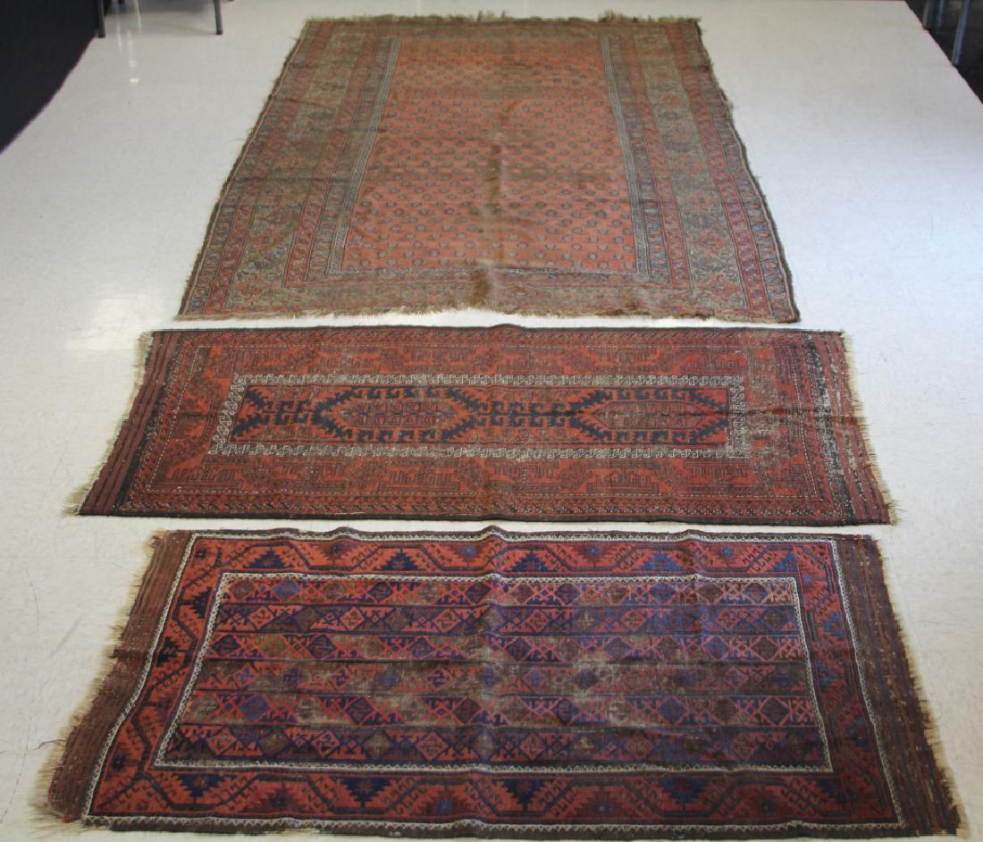 LOT OF (3) ANTIQUE  TRIBAL WOVEN CARPETS (1 of 5)
