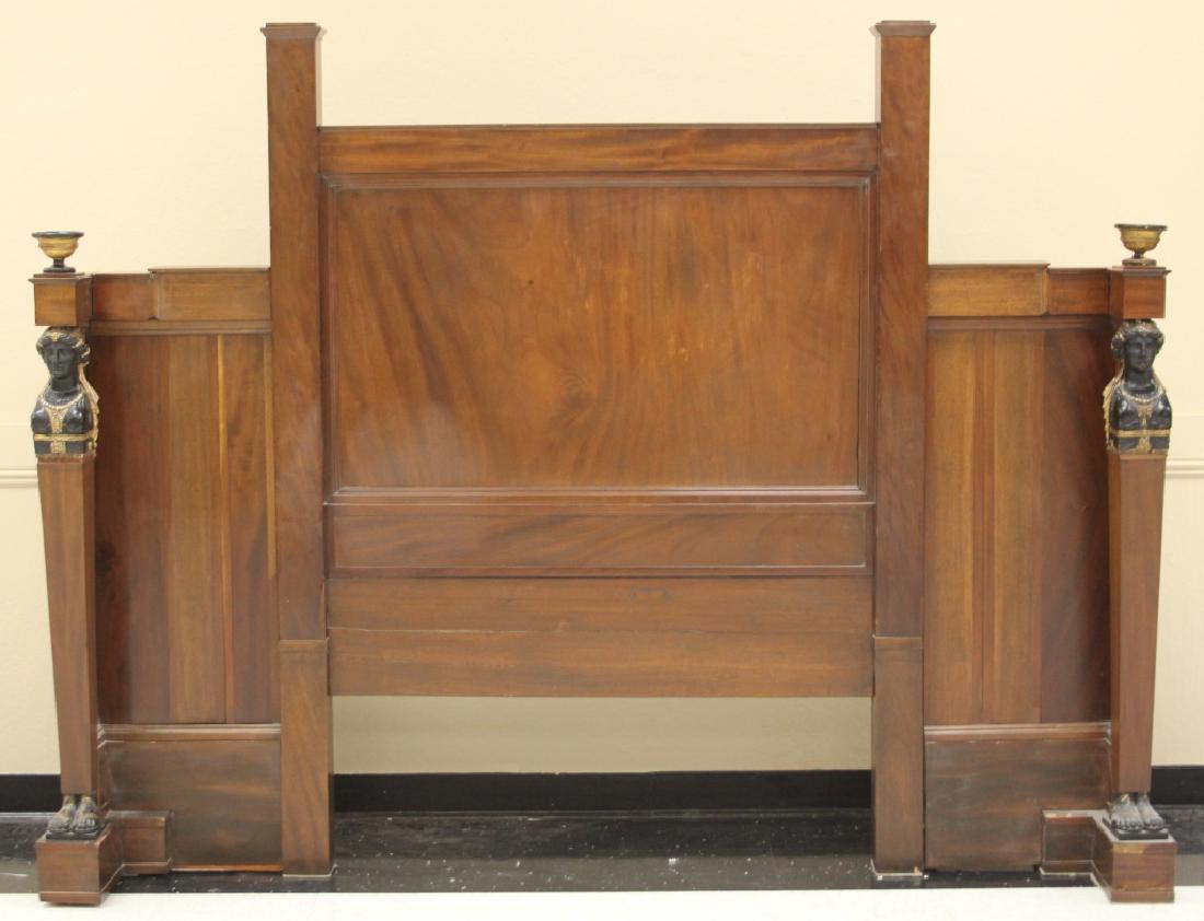 FRENCH EMPIRE MAHOGANY HEADBOARD W/GESSO FIGURES (1 of 6)