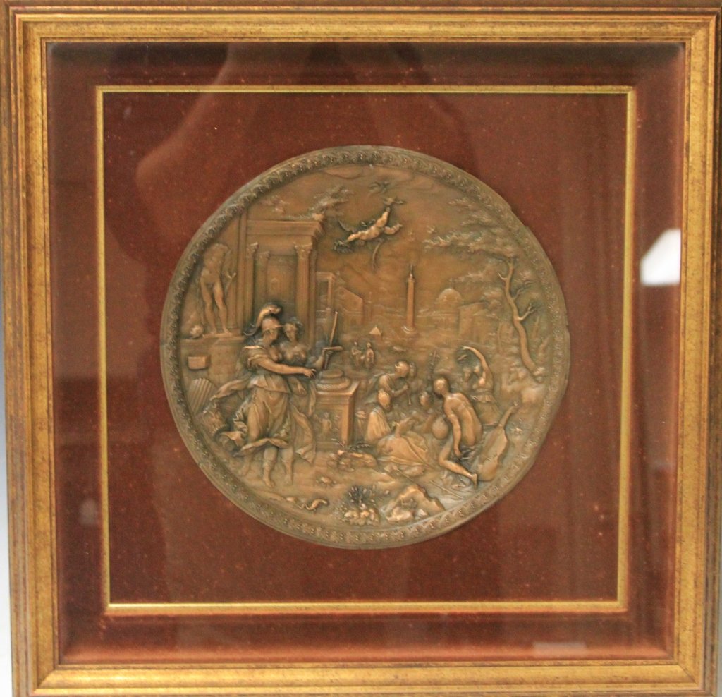 19TH CENTURY EMBOSSED COPPER PLAQUE (1 of 4)