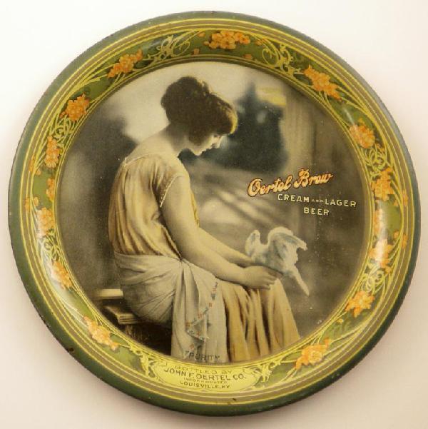 Tip Tray advertising Oertel Brewing Company of Loui: Cream and Lager Beer. Measures 5" in diameter.