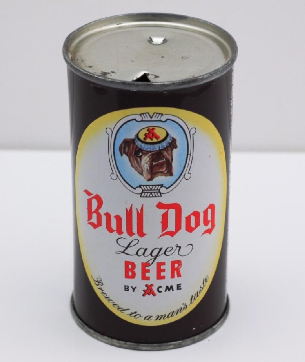 Acme Bull Dog Beer Can: Flat-top