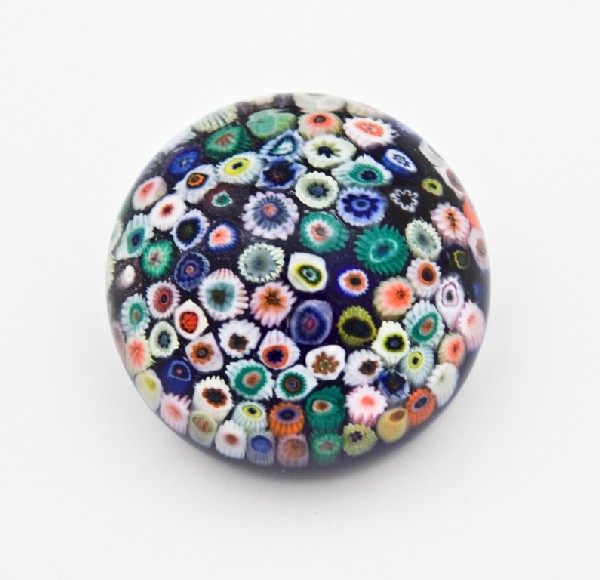 Strathearn Millefiori Paperweight, Scotland: Millefiori Glass Paperweight. Strathearn - Scotland. Dimensions: Diameter 2 1/2" X Height 2"