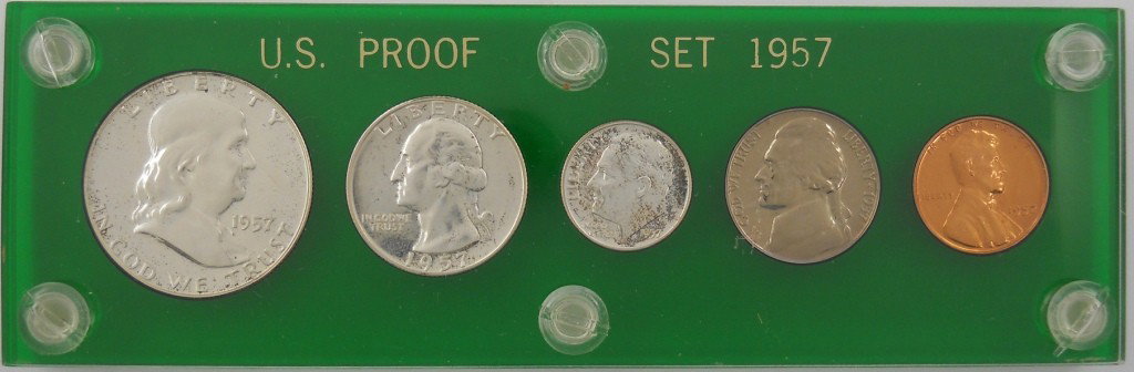 1957 U.S. Proof Set: Attention coin collectors... here is a United States Proof Set from 1957 in a vintage plastic holder. It is a complete set in excellent condition, so don't miss this opportunity to bring it home.