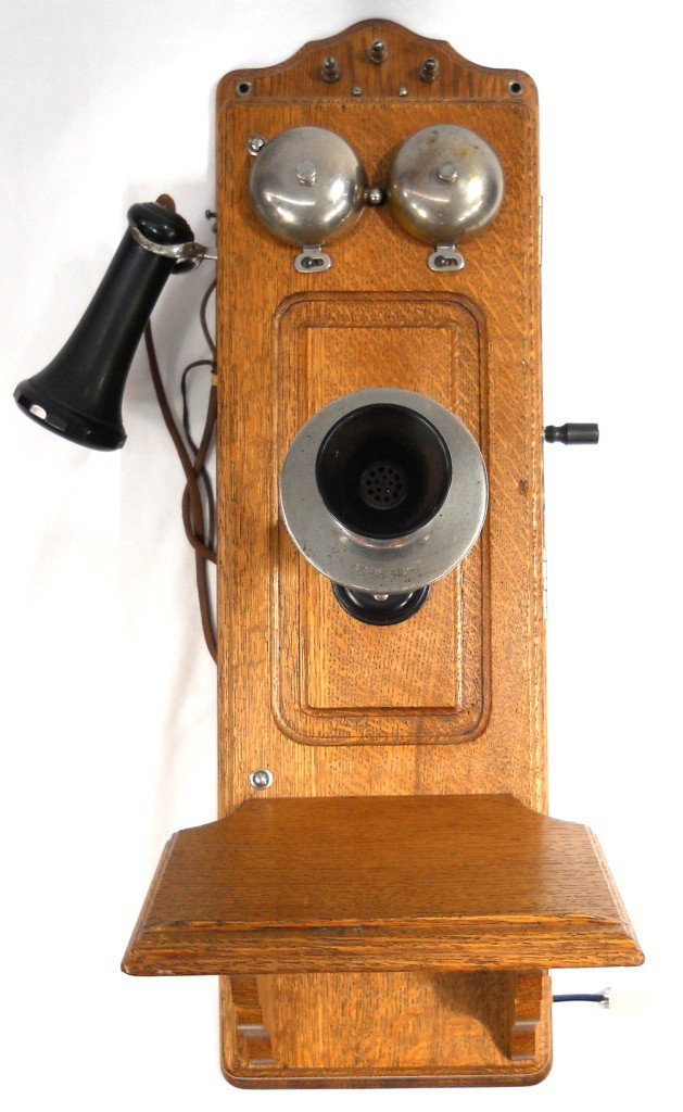 Kellogg #2536 Wall Mount Telephone: Here's an unusual item that's up-to-date and antique at the same time. This Kellogg Switchboard and Supply Company single-box wall phone still looks the same on the outside, but it's been rewired and 