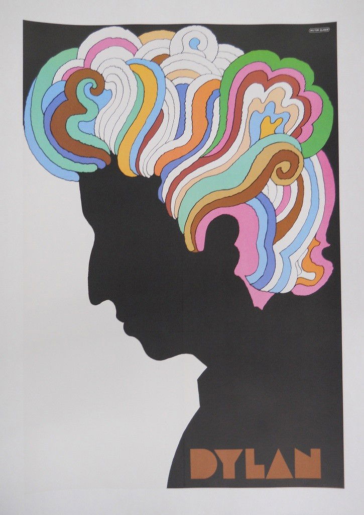 1967 Bob Dylan Greatest Hits Poster: Calling all Dylan fans! Here's the famous, fabulous Bob Dylan poster from the 1967 Greatest Hits album, with artwork done by Milton Glaser. We had a poster like this a few auctions back, and the consi