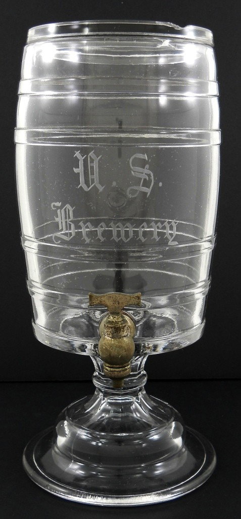 U.S. Brewery Pre-Prohibition Etched Glass Dispense: Here's another "don't miss it" item....a great original, vintage dispenser from a local Portland, Oregon,family estate that has a story. This came from the U.S. Brewery, operated by George Herrall in 