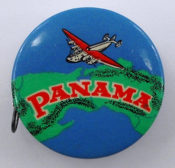 Celluloid Tape Measure: This is a celluloid advertising measure from the Panama Beaver Carbon Paper & Typewriter Ribbons in Brooklyn, N.Y. The celluloid is in perfect shape and the tape pulls out and retracts like it is supp
