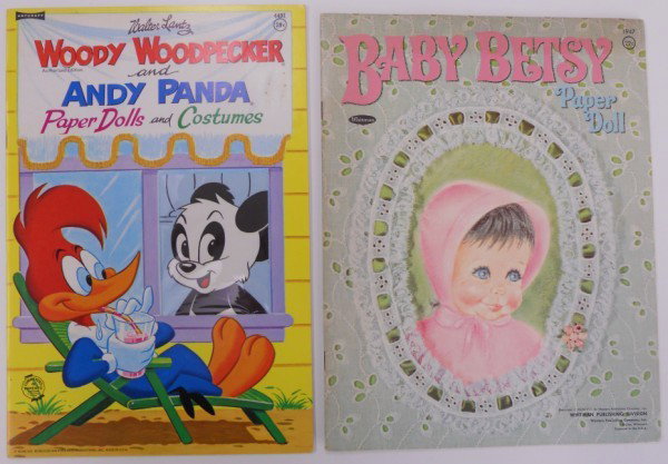 Two Paper Doll Books: One book is an authorized edition Woody Woodpecker & Panda Andy paper dolls and costumes from 1967. We don't use the term "mint" in our descriptions, so I'll just say the book is in like new condition