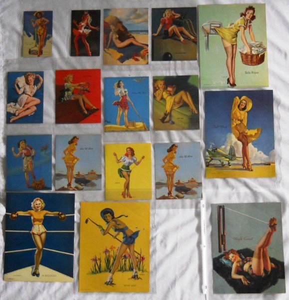 (17) Seventeen Misc."Pin-ups": (2) Two 5 1/2"x3 1/2" arcade cards Lt. C.B. and (10) ten 6"x5" pin-ups paper, and (5) five 8"x10" paper pin-ups by ELVGREN. All are in excellent condition, no tears or bends or stains! You will receiv