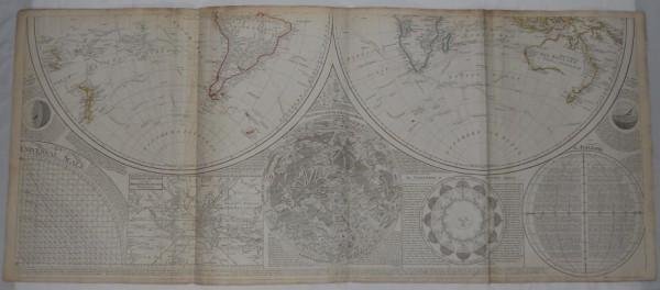 Composite World Map 1799 - Published by Laurie &: Offered for sale today is one-half of a great map. It is a composition type map of the Southern Hemisphere and is a hand colored engraved map printed on 2 sheets joined as one. It offers several other