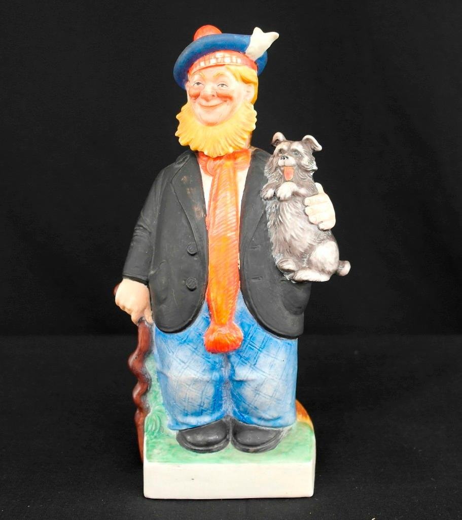 Schafer & Vater Colored Nipper Flask - Old Scotch -: This Schafer & Vatercolored nipper flask is titled "Old Scotch" and comes complete with the original stopper. It measures approximately 9.5" tall and has no chips, cracks or stains.