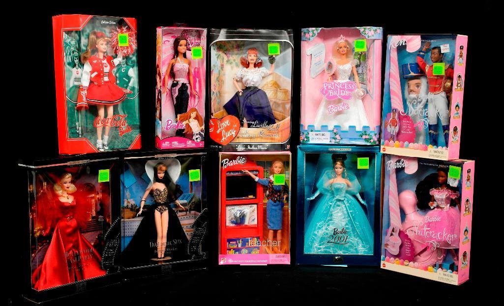 Large Barbie Doll Assortment 10 Different: This lot is for 10 Barbie Dolls new in their original boxes. The dolls include; Ken as Prince Eric and African American Barbie in The Nutcracker, 2001 Collector Edition Barbie, 2000 Teacher Barbie, Lu