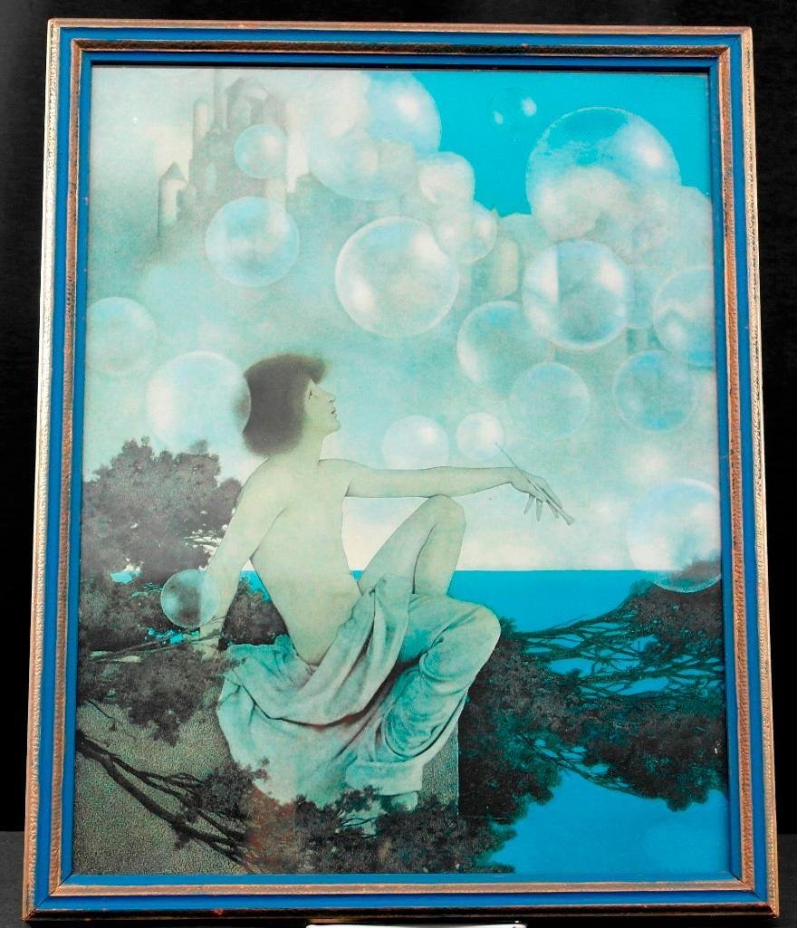 Antique Maxfield Parrish 11x14 Original Air Castles: This original framed print is of Maxfield Parrish's "Air Castles." The print itself is 11" x 14", while the frame is 12" x 15". Both the print and frame are original and in very good condition.