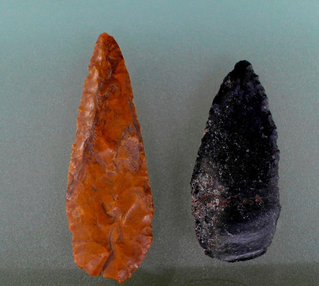 Lot of 2 Arrowheads - Wakemap Mound: Offered are two nice large arrowheads or points. They were found at the Wakemap Mound site located near Five Mile Rapids. Wakemap Mound is a mound at the site of Wishram Village. The site is now surro