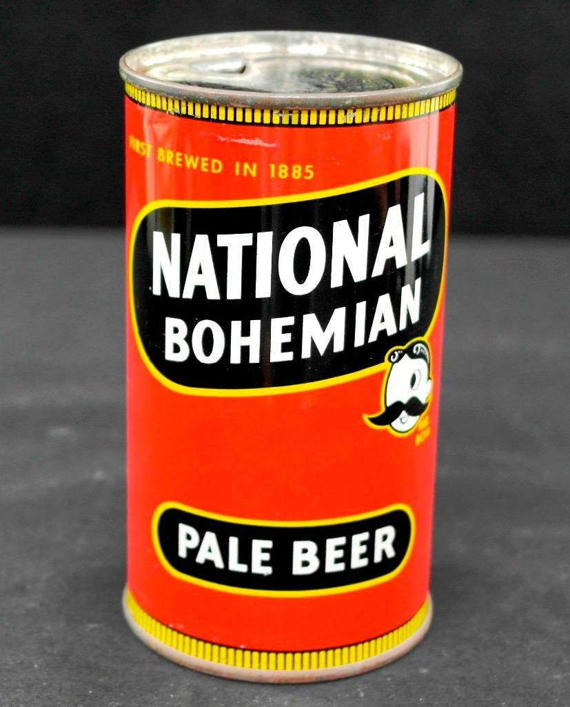 National Bohemian Pale Beer Flat Top Can - Detroit,: Offered is a 12 ounce flat top beer can for National Bohemian Pale Beer. This is from The National Brewing Company of Detroit, Michigan. This is another clean indoor can with great color. It has a dar