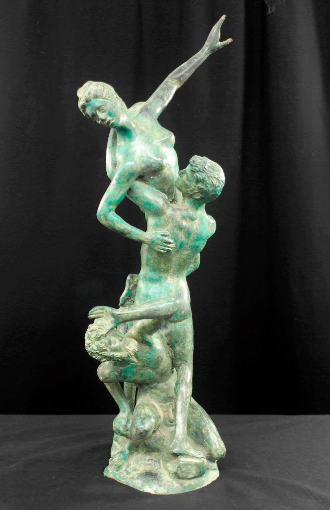 Greek Mythology Bronze Statue of Two Men and a Woman