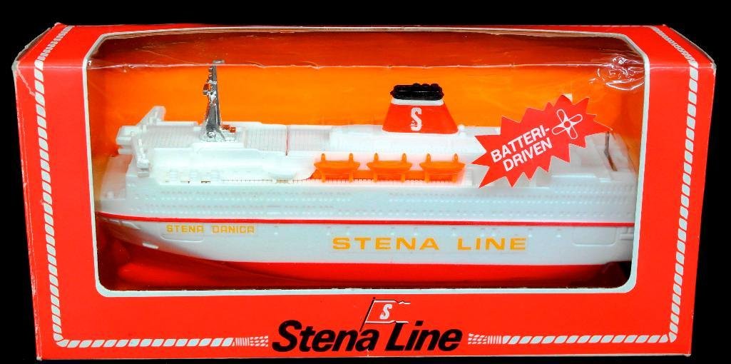 Stena Line Battery Operated Toy Ship: Offered is a battery operated toy of the Stena Passenger Liner Danica. This was one of several ships that Stena Line operated to carry passengers. The Danica ship was in service from 1965 until 1981. 