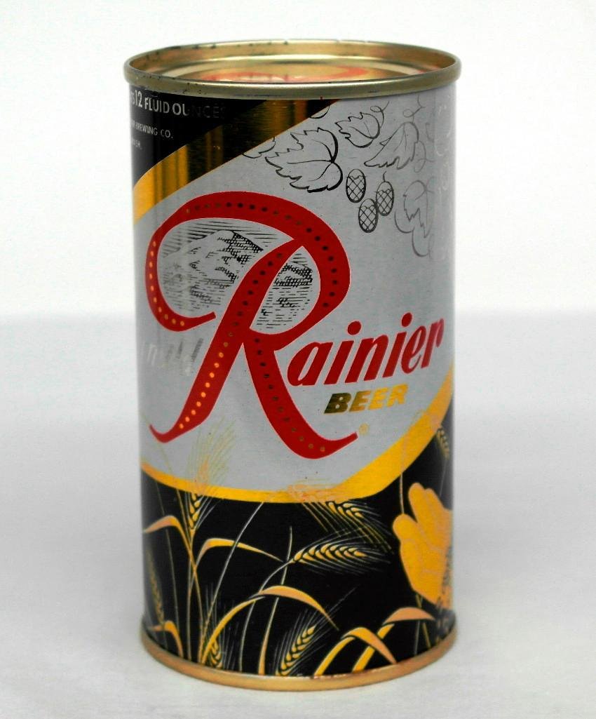 12-Ounce Rainier Jubilee Flat Top Beer Can: This is the third of three different Rainier jubilee beer cans in this auction. This is a 12-ounce can from Sicks' Rainier Brewing Company of Seattle, Washington and is an air-filled display can. This