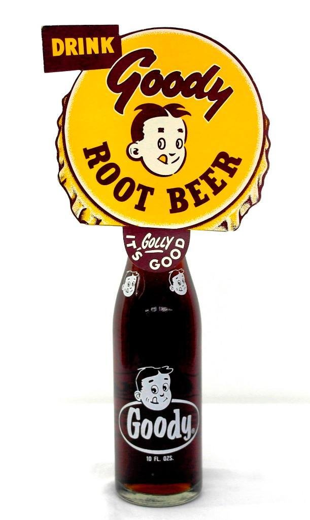 Goody Root Beer Bottle and Topper: This item was bottled under the authority of the Goody Company of Indianapolis, Indiana by Willow Springs Bottling Company of Omaha Nebraska. The ten-ounce bottle measures approximately 9-1/2" ta
