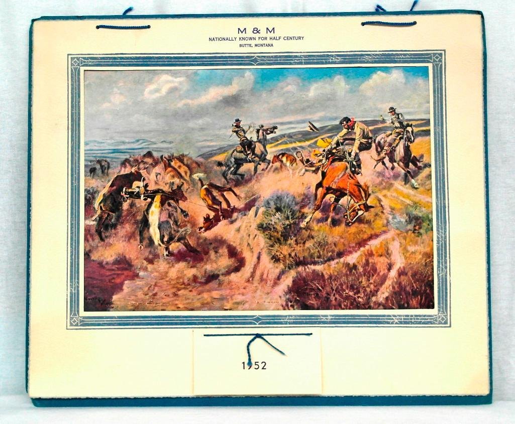 Charles Russell 1952 Calendar from the M&M Cigar Store (1 of 4)