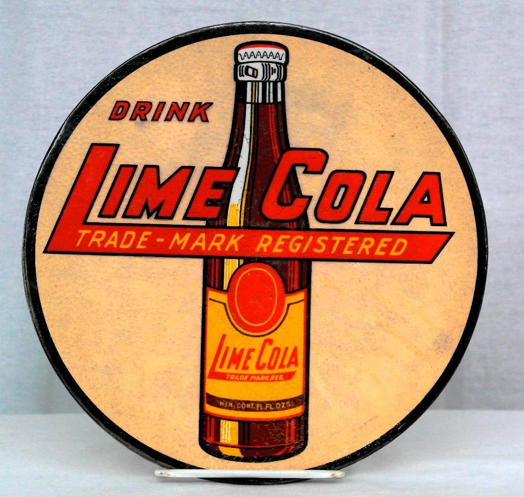 Lime Cola Round Celluloid Sign (1 of 3)