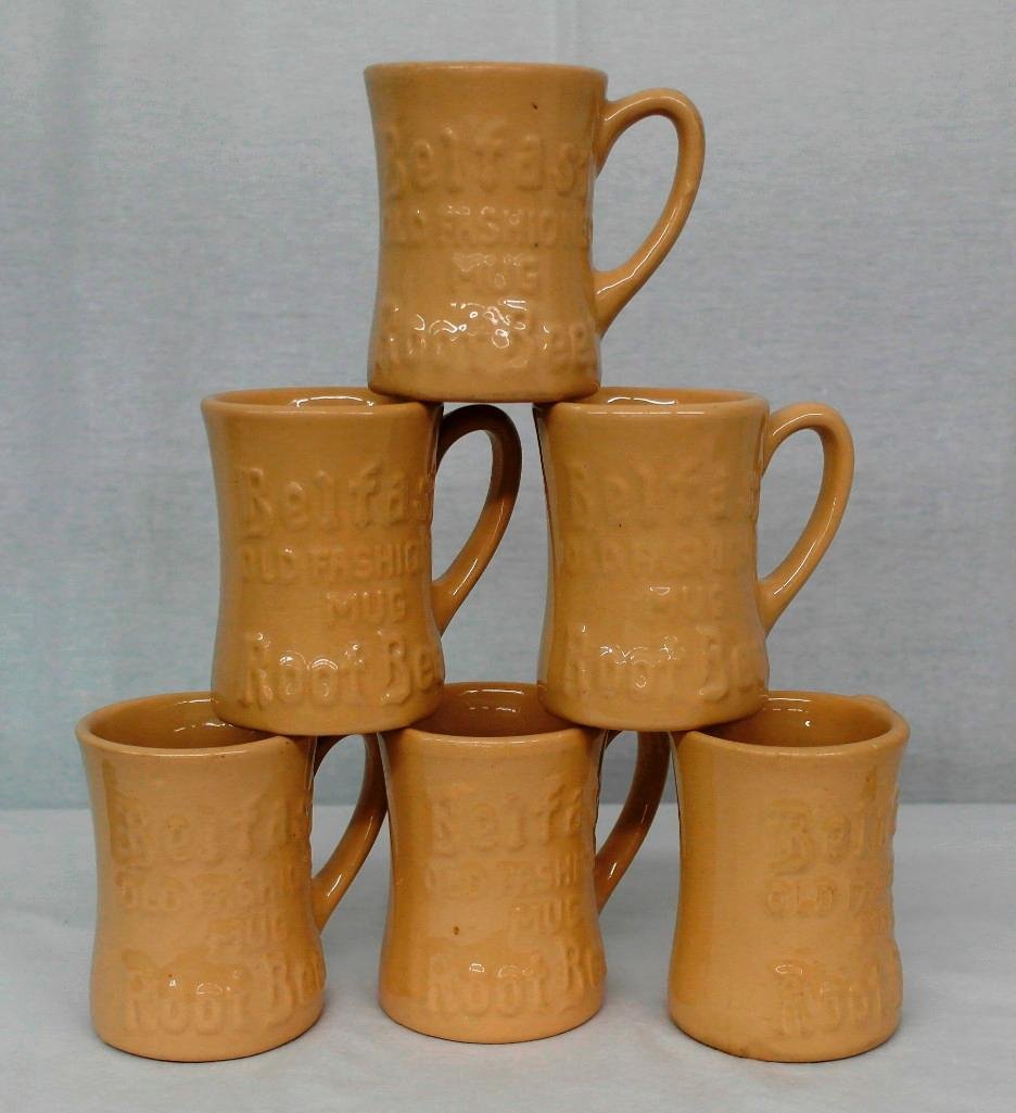 Set of Six (6) Belfast Root Beer Ceramic Mugs (1 of 3)
