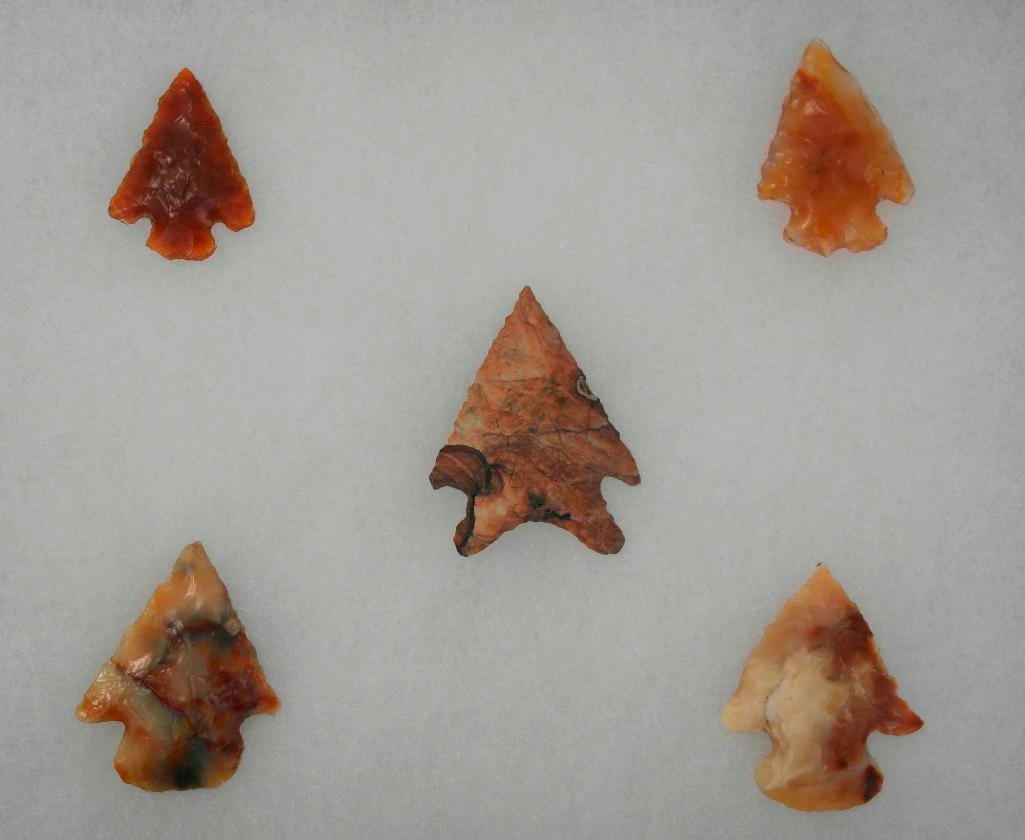 5 Multi Colored Agate & Jasper Arrowheads (1 of 2)
