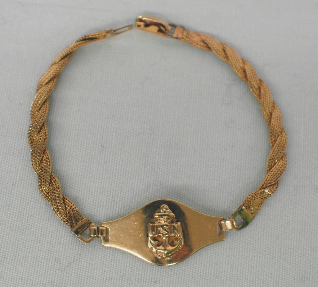 Vintage WWII US Navy Sweetheart Bracelet - 10K Gold (1 of 4)