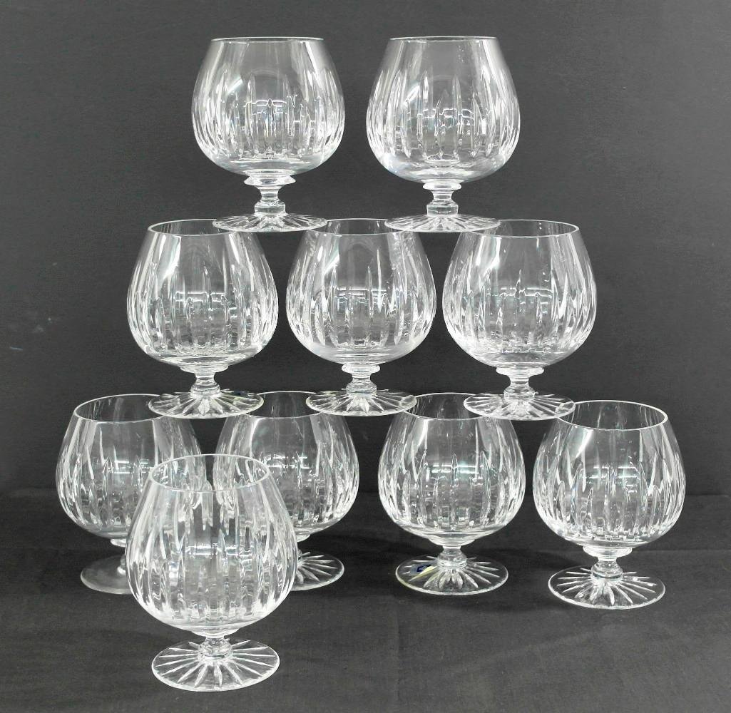 Set of Ten Handcut Lead Crystal Brandy Snifters (1 of 5)