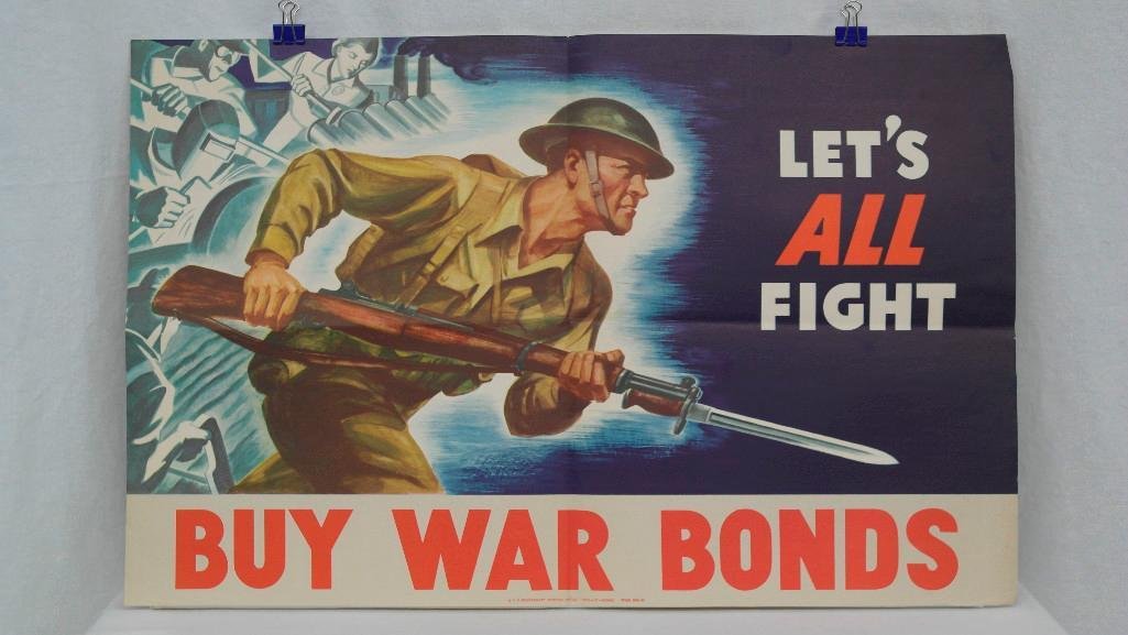 War Bonds Poster From World War II - "Let's All Fight" (1 of 4)