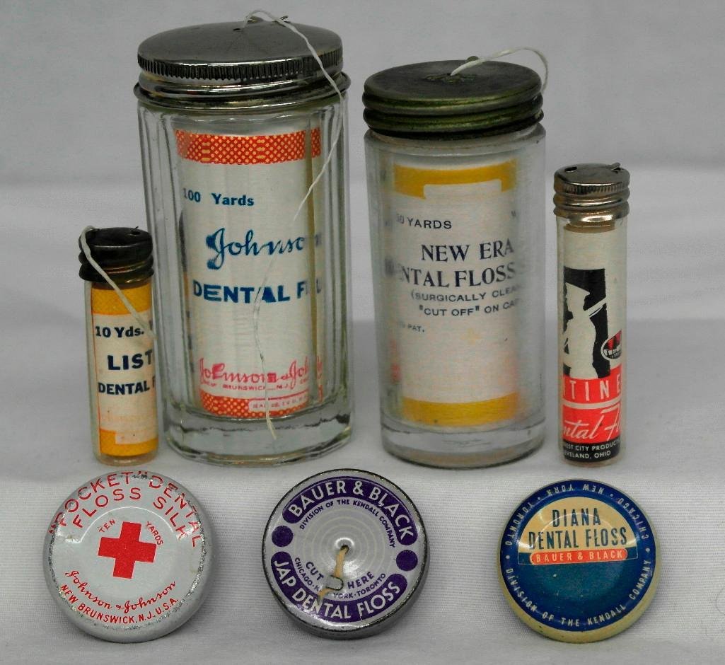 7 Assorted Vintage Dental Floss Dispensers