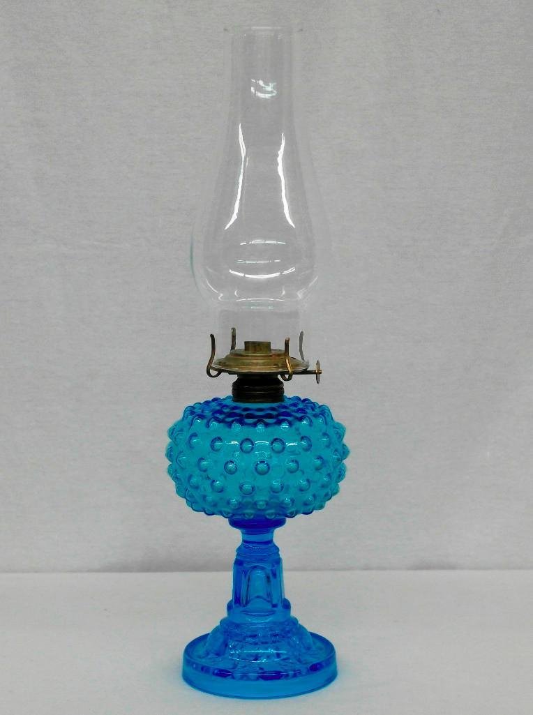 Victorian Glass Oil Lamp with "Hobnail" Pattern (1 of 3)