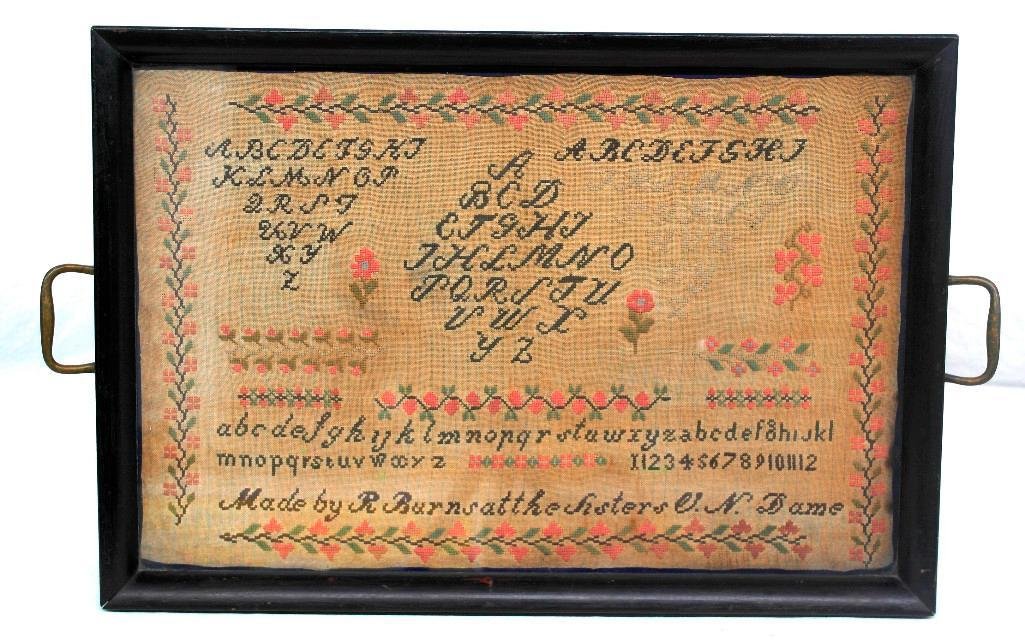 Cross Stitch Sampler Handcrafted By 9-Year-Old Girl in: The cross stitch sampler is called that because it was generally stitched by a young girl learning how to stitch and record alphabet and other patterns to be used in her eventual household sewing. The