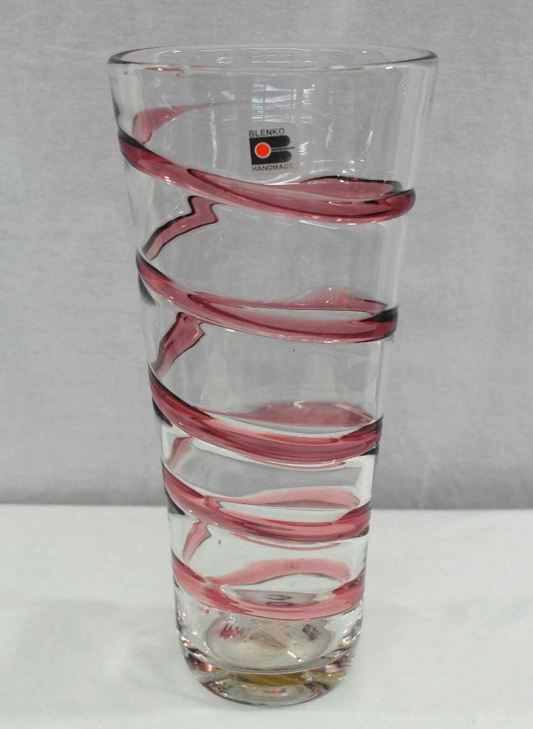 Blenko Purple Swirl Handmade Glass Vase - 11-1/2" Tall (1 of 4)