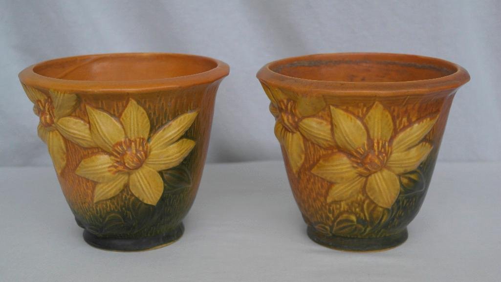 Pair of Roseville Clematis Flower Pots (1 of 5)